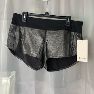lululemon metallic speed up shorts NWT